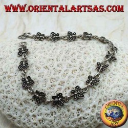 Soft silver bracelet with 15 butterflies