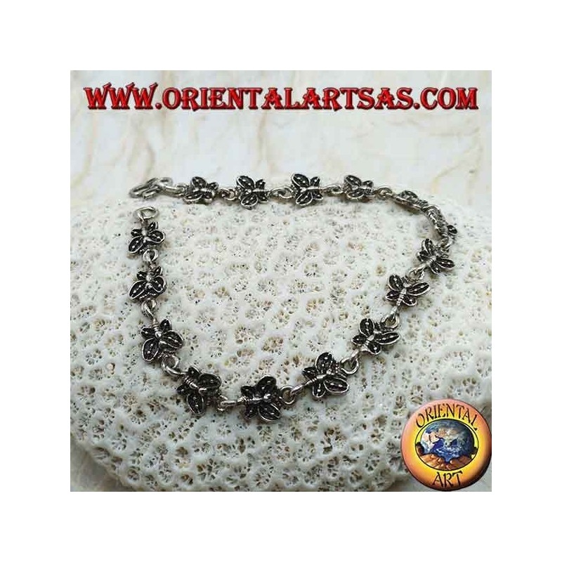 Weiches Silberarmband mit 15 Schmetterlingen