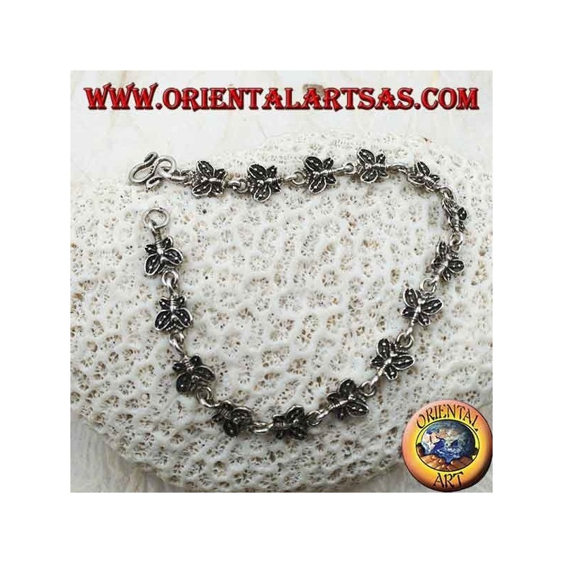Weiches Silberarmband mit 15 Schmetterlingen