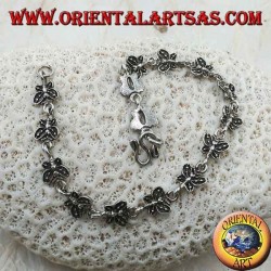 Soft silver bracelet with 15 butterflies