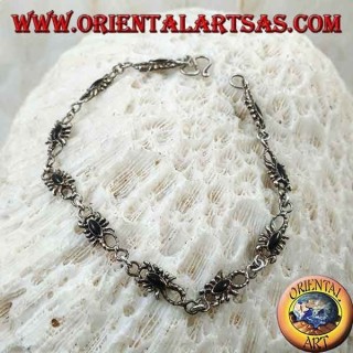 Weiches Silberarmband mit 10 Skorpionen mit Onyx