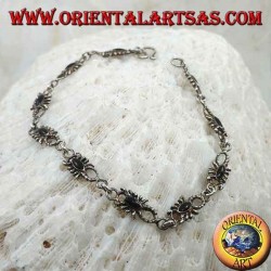 Pulsera de plata suave con 10 escorpiones con ónice