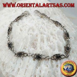 Weiches Silberarmband mit 10 Skorpionen mit Onyx