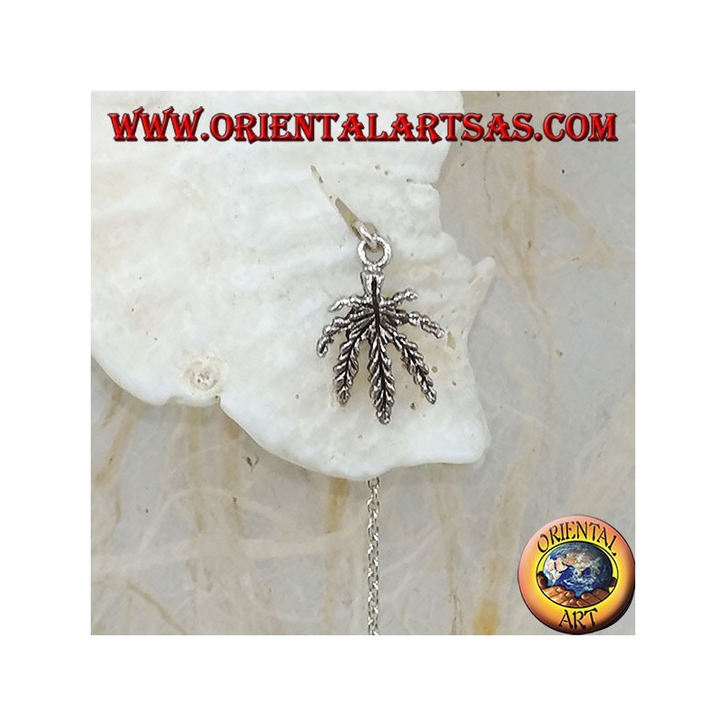 Boucles d'oreilles chaîne en argent avec feuille de marijuana de 16 cm