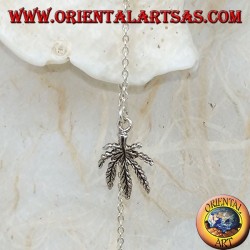 Silver chain earrings with 16 cm marijuana leaf