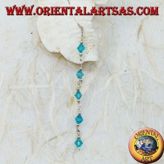 Orecchini in argento a catenina con cristalli celesti da 11 cm