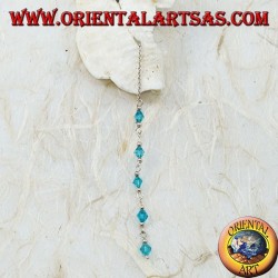 Boucles d'oreilles chaîne en argent avec cristaux bleu clair de 11 cm