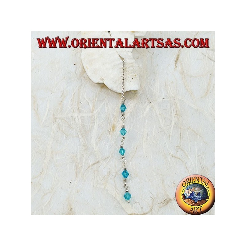 Orecchini in argento a catenina con cristalli celesti da 11 cm