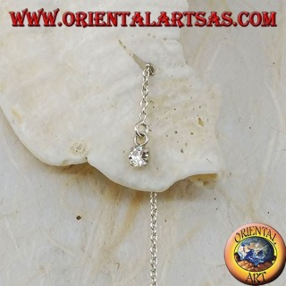 Boucles d'oreilles chaîne en argent avec 15 cm de zircon blanc