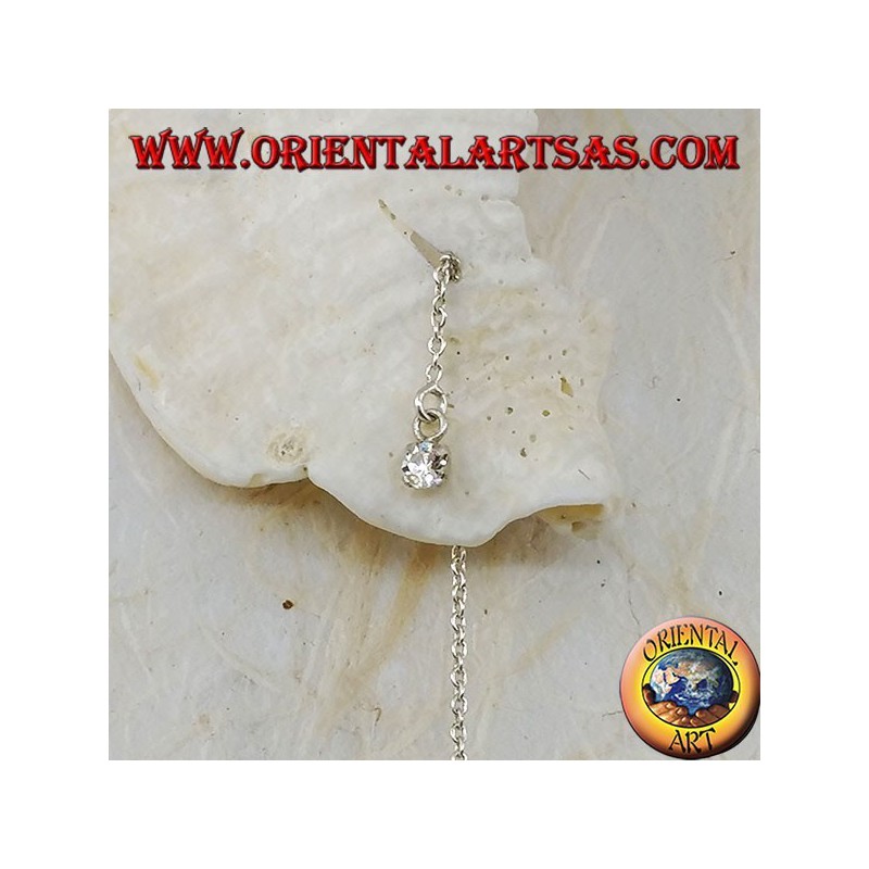 Pendientes de cadena de plata con circonita blanca de 15 cm.