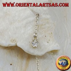 Silberne Kettenohrringe mit 15 cm weißem Zirkon-Set