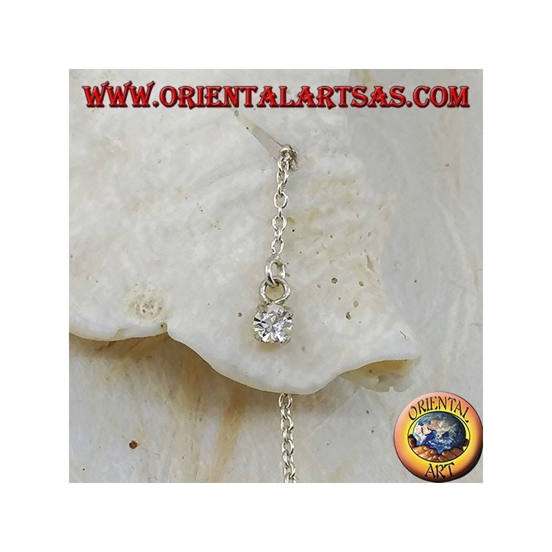 Boucles d'oreilles chaîne en argent avec 15 cm de zircon blanc