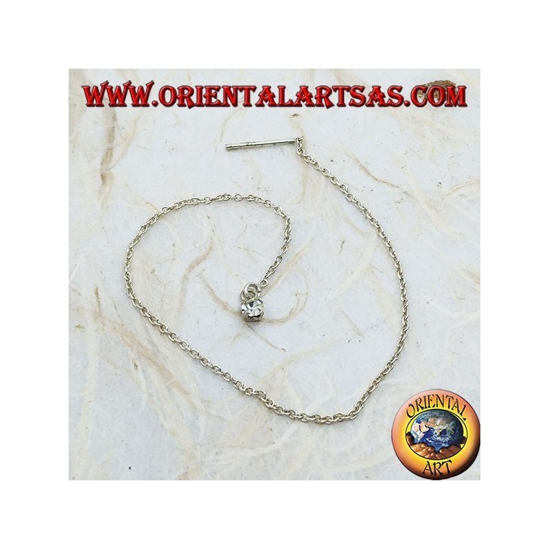 Silberne Kettenohrringe mit 15 cm weißem Zirkon-Set