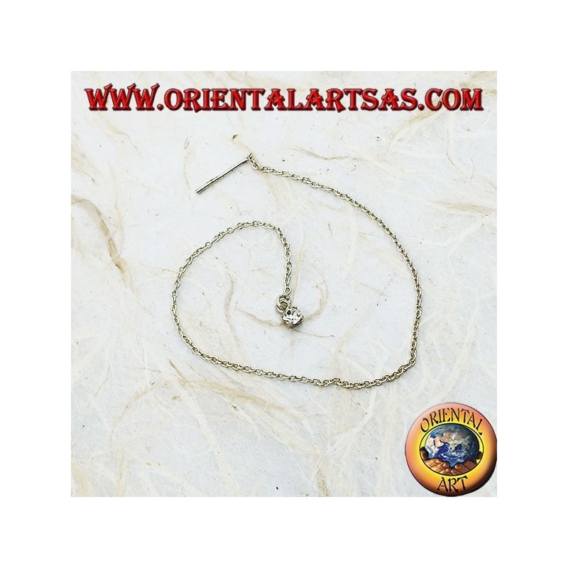 Orecchini in argento a catenina con zircone bianco incastonato da 15 cm