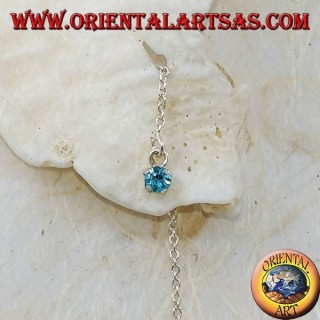 Silberne Kettenohrringe mit hellblauem Zirkon, 15 cm