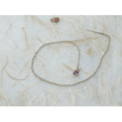 Silberne Kettenohrringe mit 15 cm rosa Zirkon-Set