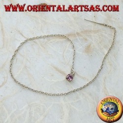 Boucles d'oreilles chaîne en argent avec ensemble zircon rose 15 cm