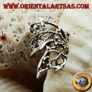 Silver ear cuff earring, rolled leaves