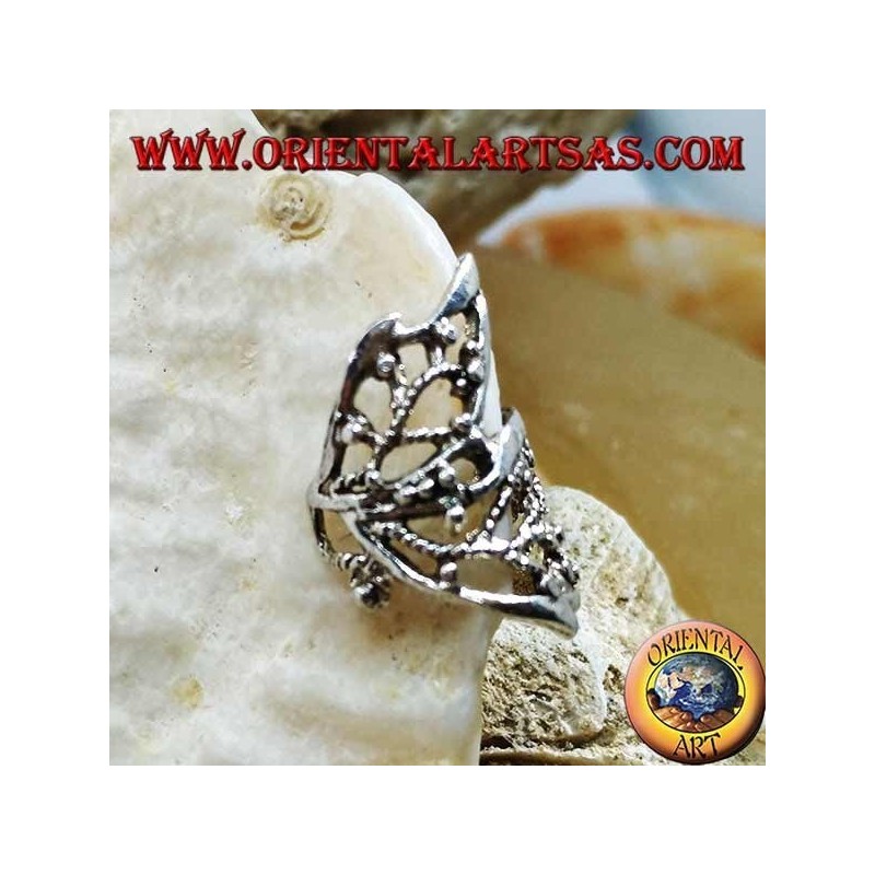 Silver ear cuff earring, rolled leaves