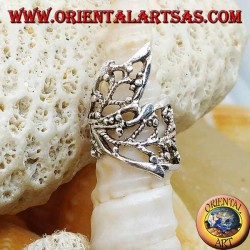 Boucle d'oreille en argent, feuilles roulées