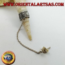 Boucle d'oreille en argent Ear Cuff avec chaîne, serpentine et pois haut-relief