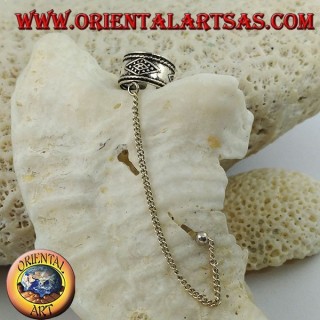 Boucle d'oreille en argent avec chaîne, losange en haut-relief
