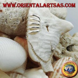 Ear cuff plateado con cadena, anillos suaves