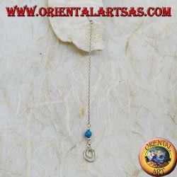 Silberne Schmetterlingsohrringe mit Kette, Doppelkreis und 7 cm türkisfarbenem Ball