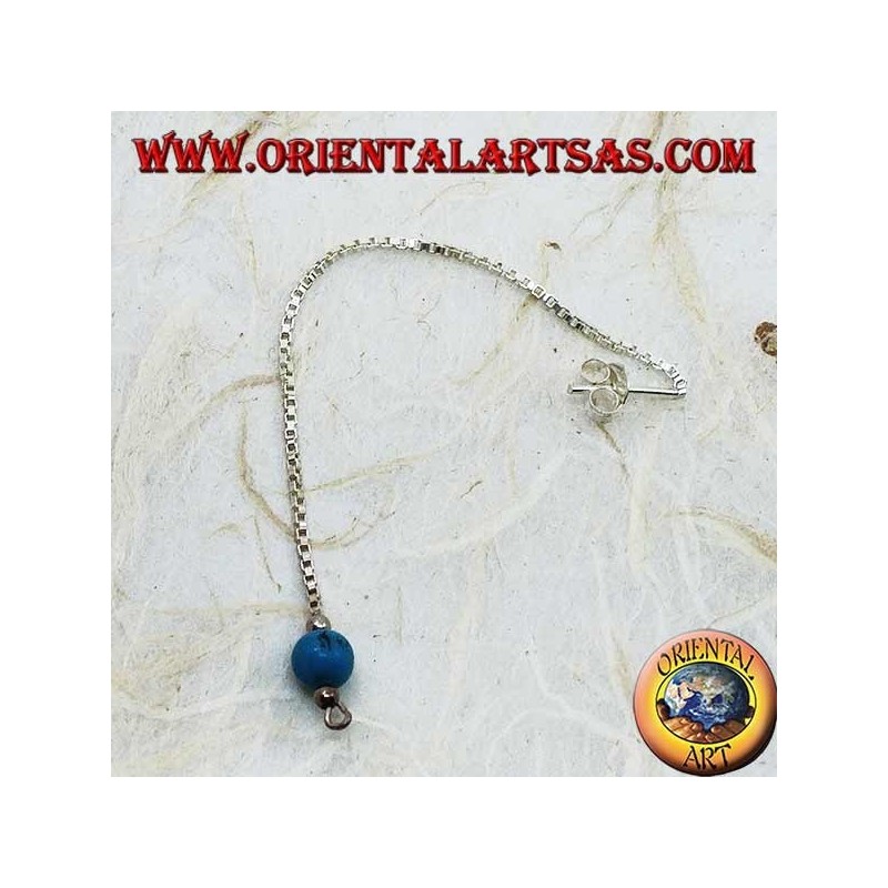 Silberne Schmetterlingsohrringe mit dicker Kette und 7 cm türkisfarbenem Ball