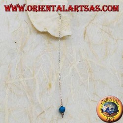 Silberne Schmetterlingsohrringe mit dicker Kette und 7 cm türkisfarbenem Ball