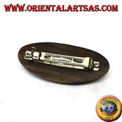 Clip en madera de ébano, ovalado liso