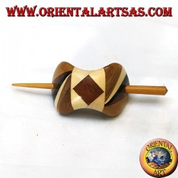 Hairpin with wooden pin with mosaic composition