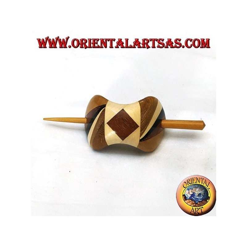 Hairpin with wooden pin with mosaic composition