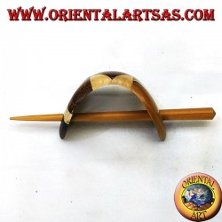 Hairpin with wooden pin with mosaic composition