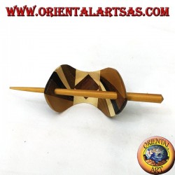 Hairpin with wooden pin with mosaic composition