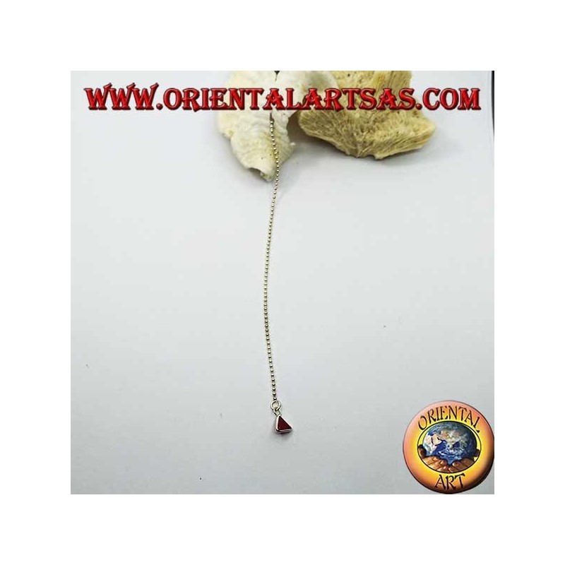 Boucles d'oreilles papillon en argent avec chaîne boule et zircon triangulaire magenta 11 cm