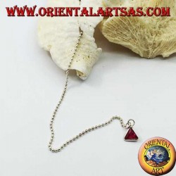 Silberne Schmetterlingsohrringe mit Kugelkette und 11 cm dreieckigem Magenta-Zirkon