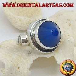 серебряное кольцо с коническим синим агатом