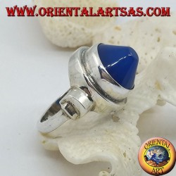 Silberring mit konischem blauem Achat