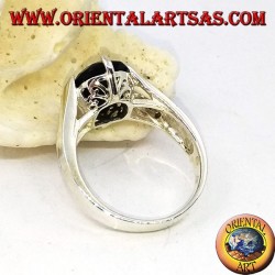 Silberring mit ovalem facettiertem Onyx-Set