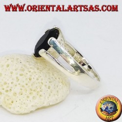 Silberring mit ovalem facettiertem Onyx-Set