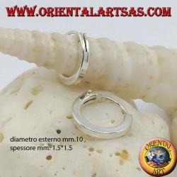 Silberohrring, glatter Kreis mit 10 mm quadratischem Querschnitt