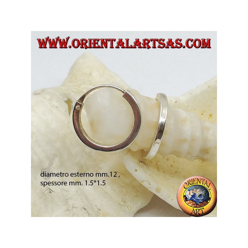 Silberohrring, glatter Kreis mit 12 mm quadratischem Querschnitt