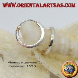 Silberohrring, glatter Kreis mit 12 mm quadratischem Querschnitt