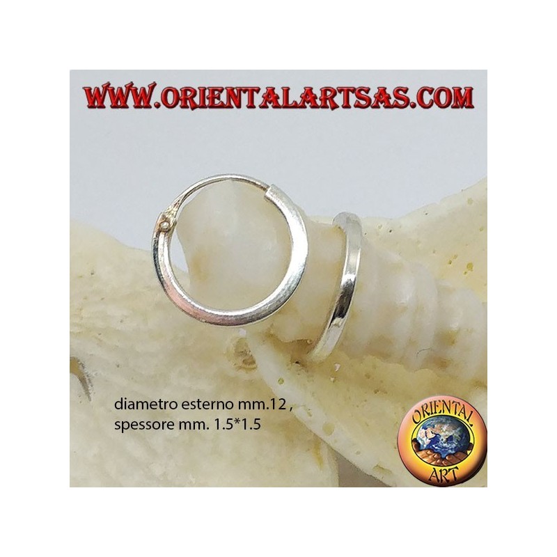 Silberohrring, glatter Kreis mit 12 mm quadratischem Querschnitt