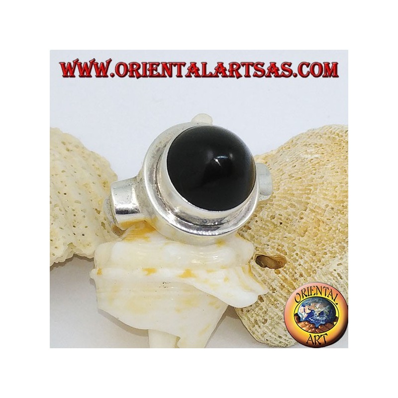 Silver ring with conical onyx