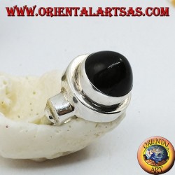 Silver ring with conical onyx