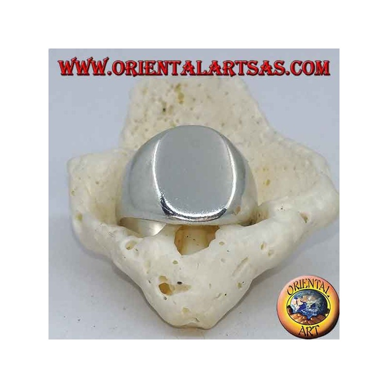 Flacher ovaler Chevalier-Silberring (10 * 13 mm)