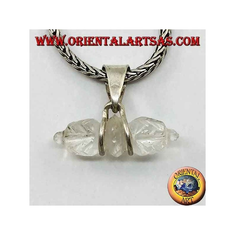 Dorje rock crystal pendant with 2-wire silver hook (small)