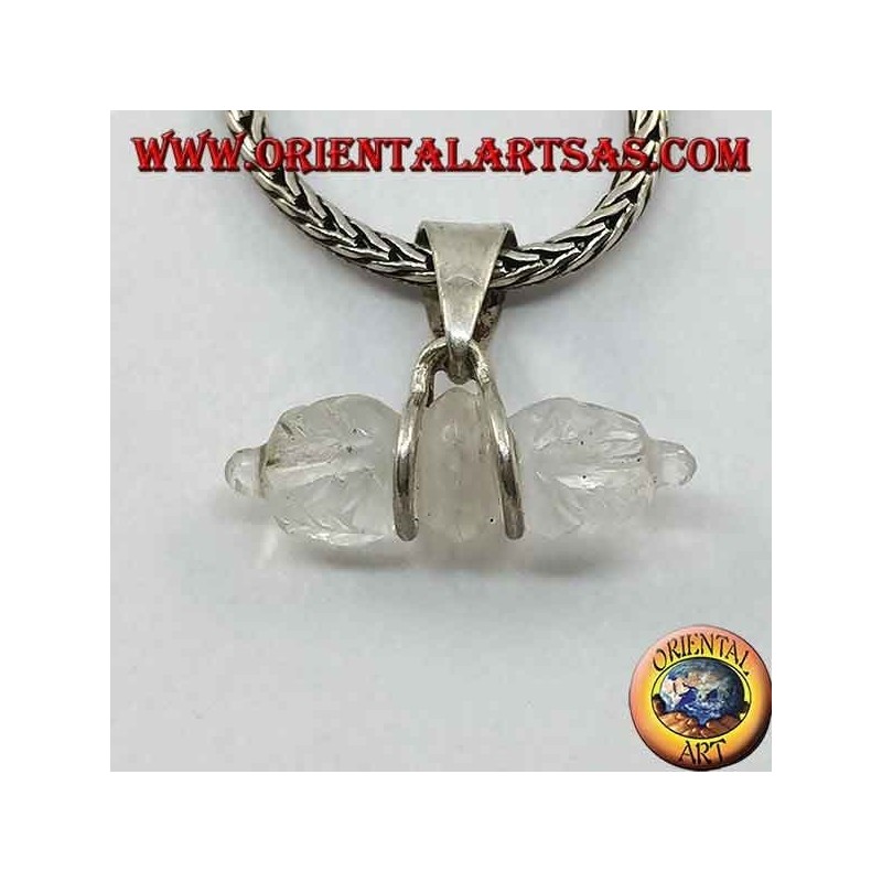 Dorje rock crystal pendant with 2-wire silver hook (small)